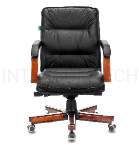 Кресло руководителя Бюрократ T-9927WALNUT-LOW/BL низкая спинка черный кожа крестовина дерево