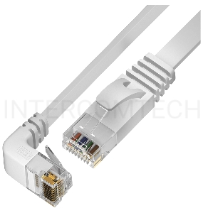 Патч-корд GCR PROF плоский 5.0m, UTP медь кат.6, белый, верхний угол, ethernet high speed 10 Гбит/с, RJ45, T568B
