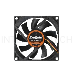 Вентилятор ExeGate ExtraPower EP08015S3P, 80x80x15 мм, подшипник скольжения, 3pin, 2500RPM, 26dBA