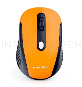 Мышь беспров. Gembird MUSW-420-3, 2.4ГГц, оранжевый,soft touch, 4кн, 1600DPI, блистер