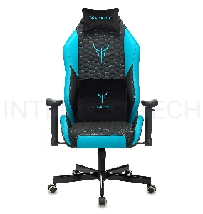 Кресло игровое Knight Neon черный/голубой соты эко.кожа с подголов. крестовина металл
