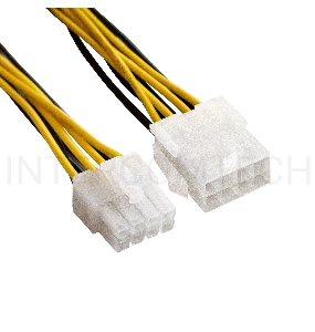 Удлинитель кабеля питания материнской платы +12V ExeGate EX-EXT-8M8F-0.5 (8pin EPS12V M/8pin EPS12V F, 0,5м)