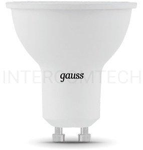 Лампа светодиодная Gauss Black 5Вт цок.:GU10 рефлектор 220B 3000K св.свеч.бел.теп. MR16 (упак.:10шт) (101506105)