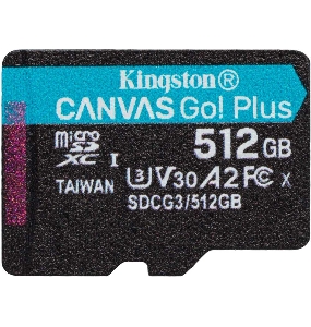 Флеш карта Kingston microSD 512GB microSDXC Class 10 UHS-I U3 V30 Canvas Go Plus 170MB/s