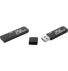 Флеш Диск Netac U351 256Gb <NT03U351N-256G-30BK>, USB3.0, с колпачком, металлическая чёрная