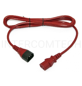 Шнур для блока питания Hyperline PWC-IEC13-IEC14, IEC 320 C13, вилка C14, 3 м, 10А, провода 3 х 1,0 кв. мм, цвет: красный