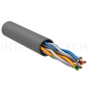 Кабель связи ITK витая пара U/UTP, кат.6, 4 пары 23AWG solid, 305м, ПВХ, серый