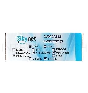 Кабель SkyNet Premium UTP outdoor 4x2x0,51 на тросу, медный, FLUKE TEST, кат.5e, однож., 100 м, box, черный