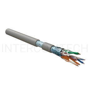 Кабель витая пара F/UTP Hyperline FUTP4-C5E-S24-IN-LSZH-GY-305 (FTP4-C5E-SOLID-LSZH-GY-305) (305 м), категория 5e, 4 пары (24 AWG), одножильный (solid), экран - фольга, LSZH, нг(С)-HF, –20°C – +75°C, серый - гарантия: 15 лет компонентная; 25 лет системная
