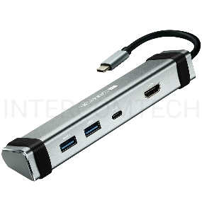 Док-станция CANYON DS-3 Multiport Docking Station with 4 ports:1*Type C male+1*Type C female+2*USB3.0+1*HDMI, Input 100-240V, Output USB-C PD 5-20V/3A&USB-A 5V/1A, cabel 0.12m, Space grey, 150.8*33.7*24mm, 0.112kg