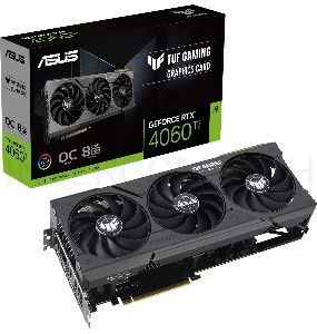 Видеокарта Asus TUF-RTX4060TI-O8G-GAMING PCI-E 4.0  RTX4060TI 8192Mb 128 GDDR6 2520/18000 HDMIx1 DPx3 HDCP Ret