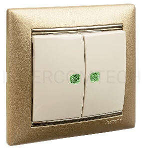 Двухклавишный выключатель Legrand Valena 774328 с подсветкой, крем