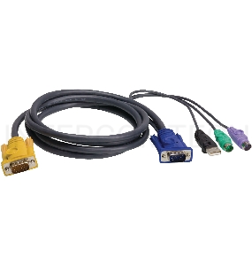 Шнур, мон., клав.+мышь USB, SPHD=)HD DB15+USB A-Тип+2x6MINI-DIN, Male-4xMale,  8+8 проводов, опрессованный,   1.8 метр., черный, (с поддерKой KVM PS/2) USB-PS/2 HYBRID CABLE. 1.8M