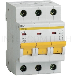 Авт. выкл. Iek MVA20-3-010-C  ВА47-29 3Р 10А 4,5кА х-ка С ИЭК