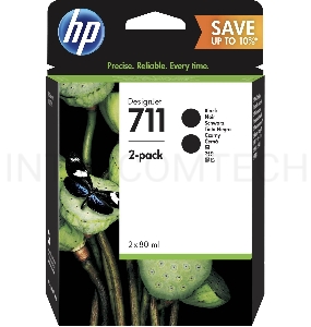 Картридж HP 711, упаковка 2 шт., струйные картриджи DesignJet, 2*80 мл для DJ T120/T520 (2 шт. CZ133A), черные