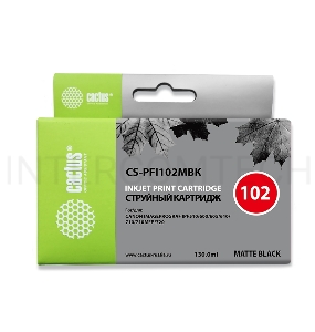 Картридж струйный Cactus CS-PFI102MBK черный матовый (130мл) для Canon iPF500/iPF600/iPF700/ MFP M40/iPF765/LP17/LP24