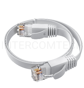 Патч-корд GCR PROF плоский прямой 2.0m, UTP медь кат.6, белый, 30 AWG, ethernet high speed 10 Гбит/с, RJ45, T568B, GCR-52858