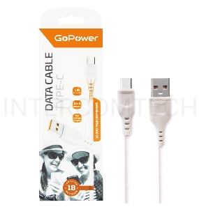 Кабель GoPower GP01T USB (m)-Type-C (m) 1.0м 2.4A ПВХ белый (1/800)