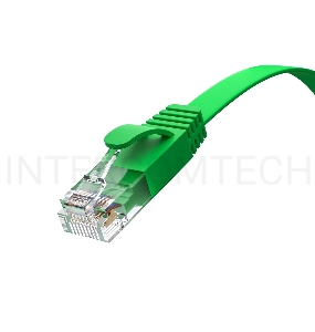 Патч-корд GCR PROF плоский прямой 10.0m, UTP медь кат.6, зеленый, 30 AWG, ethernet high speed 10 Гбит/с, RJ45, T568B, GCR-52838