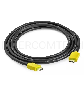 Кабель Greenconnect 0.5m HDMI версия 2.0, HDR 4:2:2, Ultra HD, 4K 60 fps 60Hz/5K*30Hz, 3D, AUDIO, 18.0 Гбит/с, 28/28 AWG, OD7.3mm, тройной экран, черный, желтые коннекторы, GCR-HM441-0.5m
