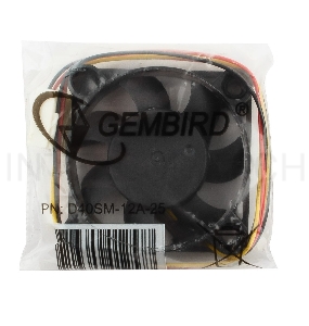 Вентилятор Gembird Вентилятор 40x40x10, шнур 25см, 3pin D40SM-12A-25