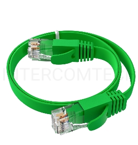 Патч-корд GCR PROF плоский прямой 1.0m, UTP медь кат.6, зеленый, 30 AWG, ethernet high speed 10 Гбит/с, RJ45, T568B, GCR-52836