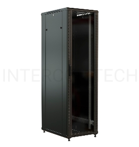 Шкаф коммутационный WRline (WR-TT-3266-AS-RAL9004) напольный 32U 600x600мм пер.дв.стекл задн.дв.стал.лист 2 бок.пан. 800кг черный 510мм 1610мм IP20 сталь