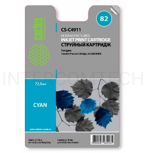 Картридж струйный Cactus CS-C4911 голубой для №82 HP Design Jet 500/800C (72ml)