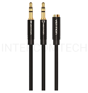 Переходник-разветвитель Vention гибкий Jack 3.5 mm F 4 pin/Jack 3.5 mm M x 2 - 1м BBDBF