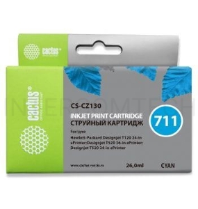 Картридж струйный Cactus CS-CZ130 (№711) голубой для HP DesignJet T120/T520 (26мл)