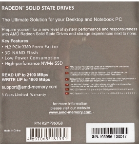 Накопитель SSD AMD PCI-E 960Gb R5MP960G8 Radeon M.2 2280