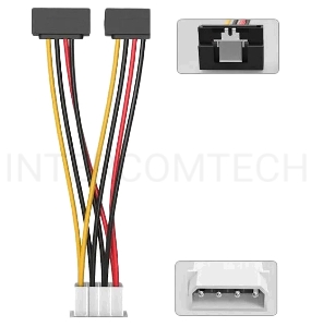 Кабель-переходник питания Vention MOLEX 4pin M / 2 x SATA 15pin F угол 90 - 0.15м KDCBB