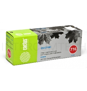 Тонер-картридж Cactus CS-C716C Cyan голубой для Canon LBP-5050/5050N (1500стр.)