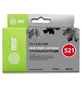 Картридж струйный Cactus CS-CLI521BK черный для Canon MP540/MP550/MP620/MP630 (8,2ml)