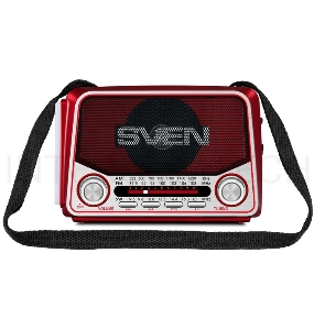 Радиоприемник АС SVEN SRP-525, красный (3 Вт, FM/AM/SW, USB, microSD, фонарь, встроенный аккумулятор)