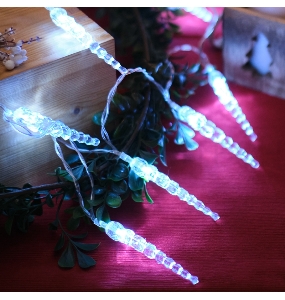 Гирлянда светодиодная «Сосульки» 1.5 м, 10 LED, прозрачный ПВХ, цвет свечения белый, 2 х АА (батарейки не в комплекте) NEON-NIGHT