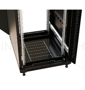 Шкаф коммутационный WRline (WR-TT-4266-AS-RAL9004) напольный 42U 600x600мм пер.дв.стекл задн.дв.стал.лист 2 бок.пан. 800кг черный 510мм 2055мм IP20 сталь