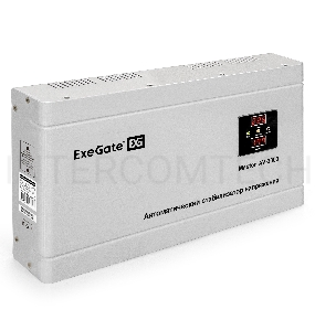 Стабилизатор напряжения ExeGate Master AV-3000 (3000ВА, 140-260В, цифр. индикация вход/вых. напряжения, 220В±8%, КПД 98%, 5 уровней защиты, задержка, метал.корпус, клем.колодка, RTL)