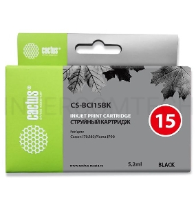 Картридж струйный Cactus CS-BCI15BK черный для Canon BJ-I70 (5,2ml)