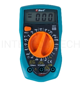 Мультиметр Bort BMM-800 [91271150] { Диапазон постоянного напряжения 0-1000 тип, диапазон  постоянного тока 0-10 тип, диапазон  переменного напряжения 0-750 тип, 0.15 кг, батарея 9V }