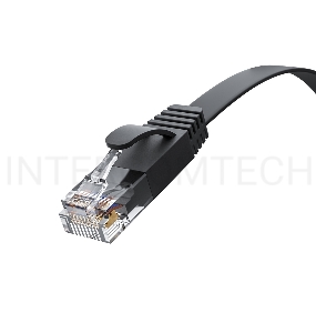 Патч-корд GCR PROF плоский прямой 20.0m, UTP медь кат.6, черный, 30 AWG, ethernet high speed 10 Гбит/с, RJ45, T568B, GCR-52865