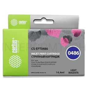 Картридж струйный Cactus CS-EPT0486 светло-пурпурный для Epson Stylus Photo R200/ R220/ R300 (14,4ml
