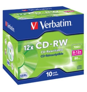 Диск CD-RW Verbatim 700Mb 12x Jewel case (10шт) (43148)