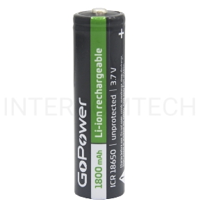 Аккумулятор Li-ion GoPower 18650 PC1 3.6V 1800mAh без защиты выс.конт. (1/80/160)