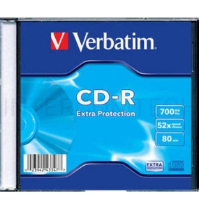 Диск CD-R Verbatim 700Mb 52x Slim case (1шт) (43347)
