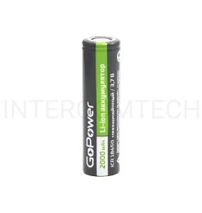Аккумулятор Li-ion GoPower ICR18650 PC1 3.7V 2000mAh без защиты плос.конт. (1/80/160)