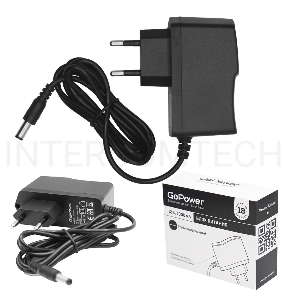 Блок питания GoPower 1.0A 12V 5,5x2,5/12мм импульсный (1/100)