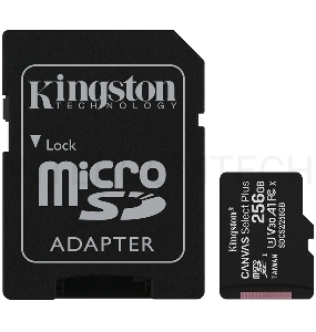 Флеш карта microSDHC 256GB microSDXC Class10 Kingston <SDCS2/256GB> UHS-I Canvas Select up to 100MB/s с адапт.