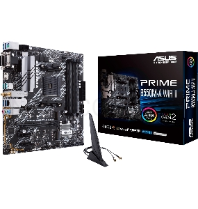Материнская плата ASUS PRIME B550M-A WIFI II,  Socket AM4, B550, 4*DDR4, D-Sub+DVI+HDMI, SATA3 + RAID, Audio, Gb LAN, USB 3.2*8, USB 2.0*4, COM*1 header (w/o cable), mATX ; 90MB19X0-M0EAY0