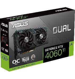 Видеокарта Asus PCI-E 4.0 DUAL-RTX4060TI-O16G NVIDIA GeForce RTX 4060TI 16384Mb 128 GDDR6 2595/18000 HDMIx1 DPx3 HDCP Ret